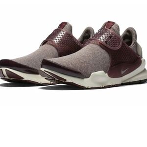 Nike Sock Dart Shoes in Burgundy and Off-White